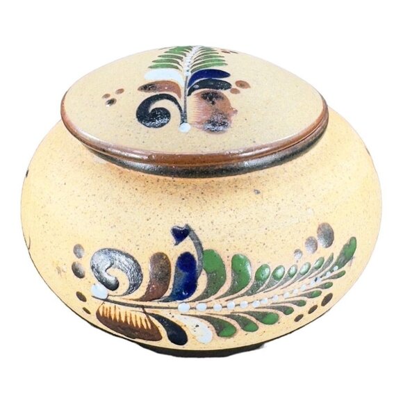 VTG Hand Painted Covered Dish Jewelry Storage Box Mexico Hand Painted Butterfly - Picture 8 of 12